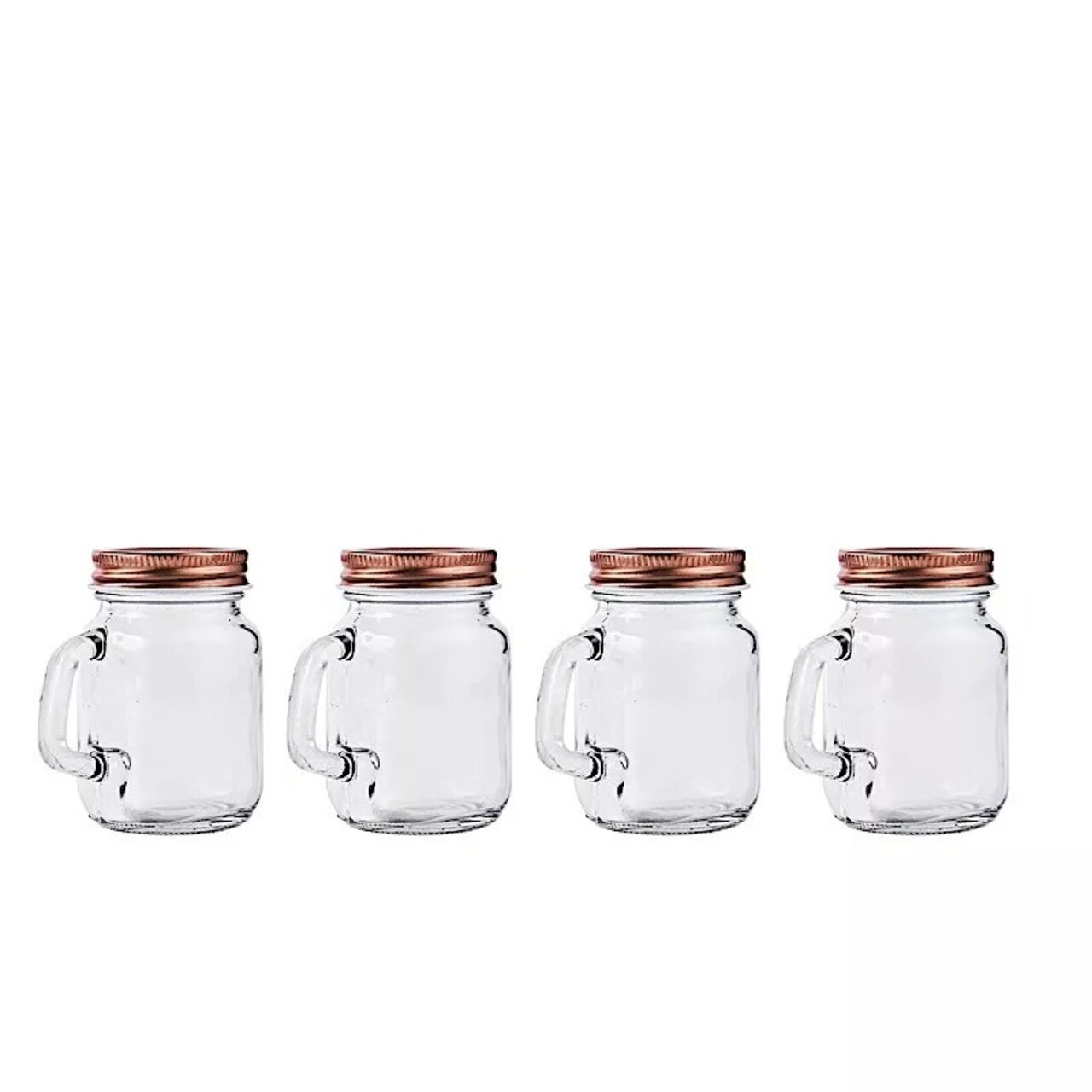 4 Clear Rose Gold 4 oz Glass Mason Mini Jars Lids Wedding Party Favor Holders